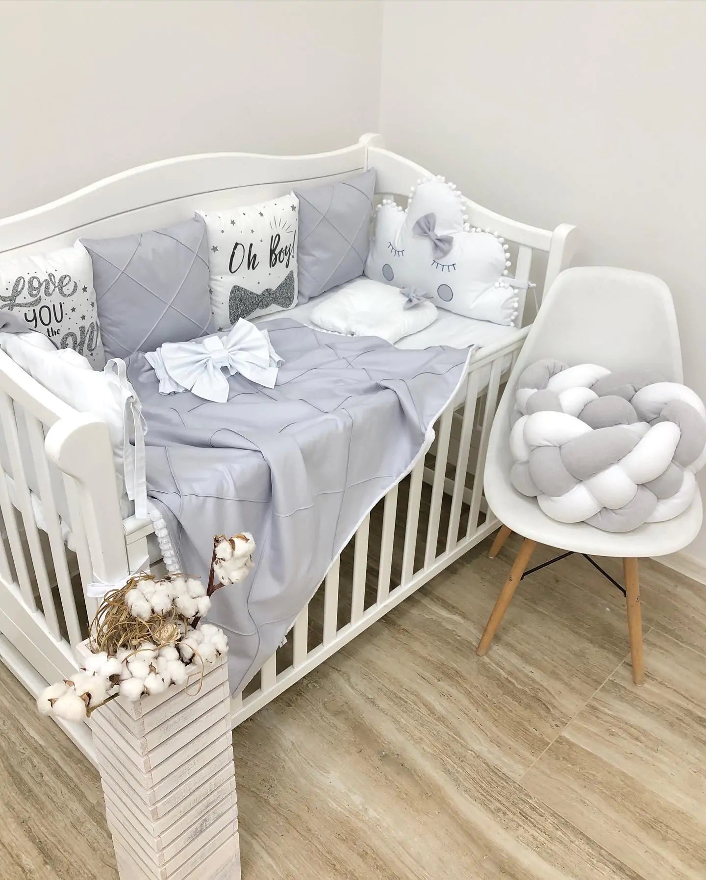 Crib set “Monochrome” gray-white