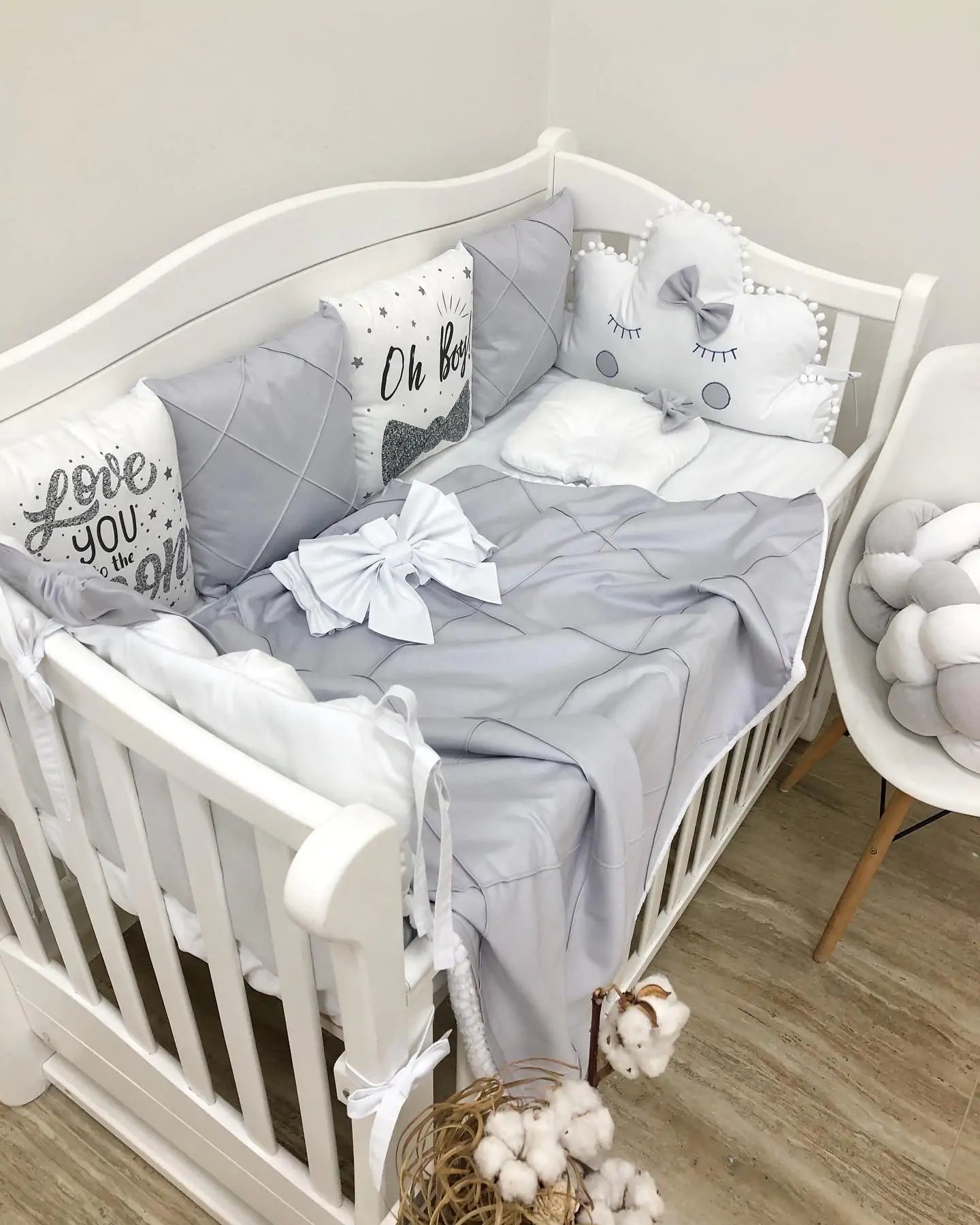 Crib set “Monochrome” gray-white