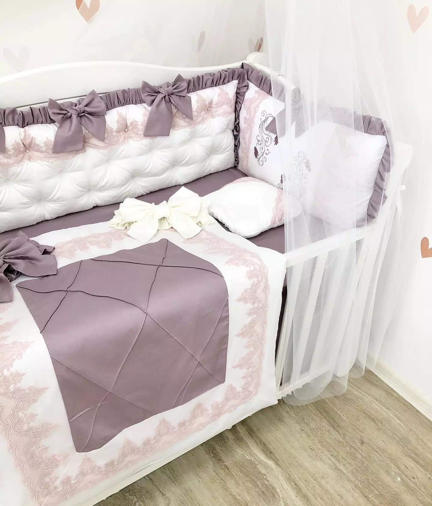 Personalized Crib Bedding sets “Lilac dream”