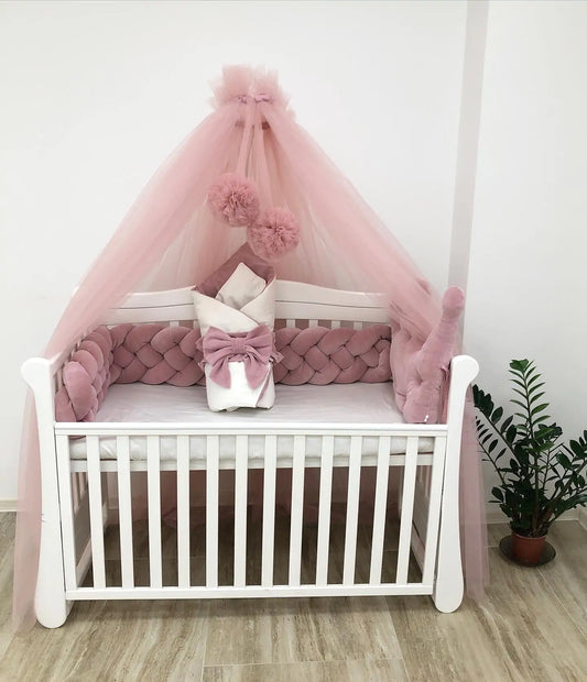 Crib Velor bedding set “Powder Rose”