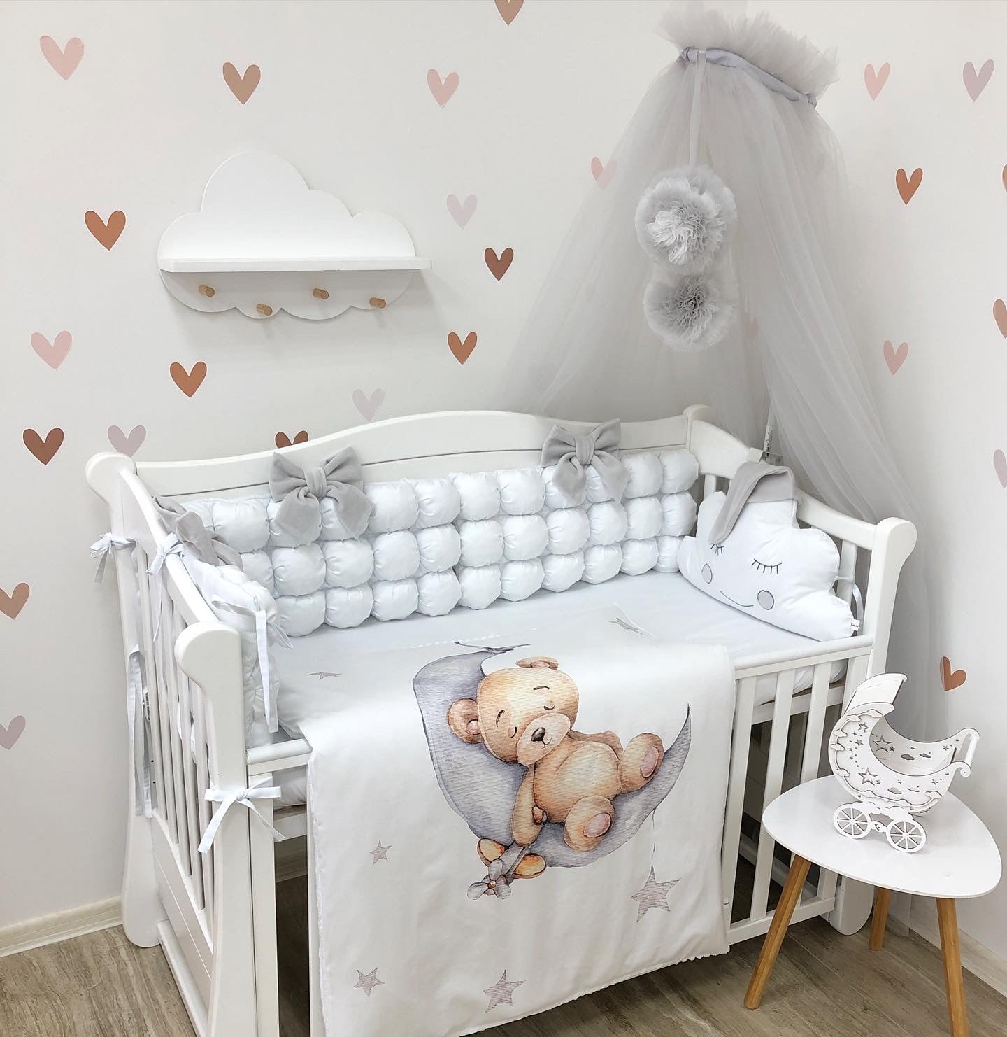 Crib set "Grey bear"