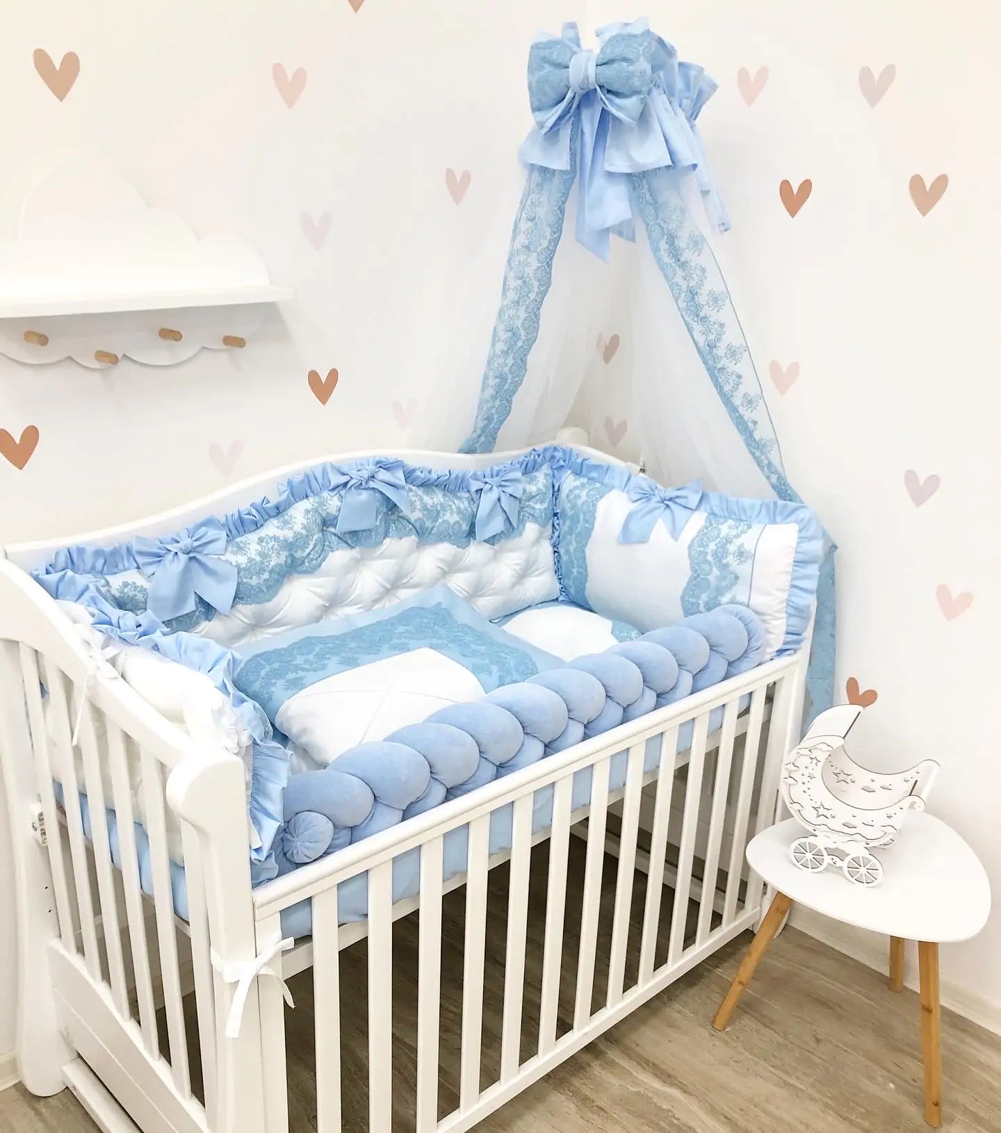 Luxury Bedding set For Boy “White and Blue”