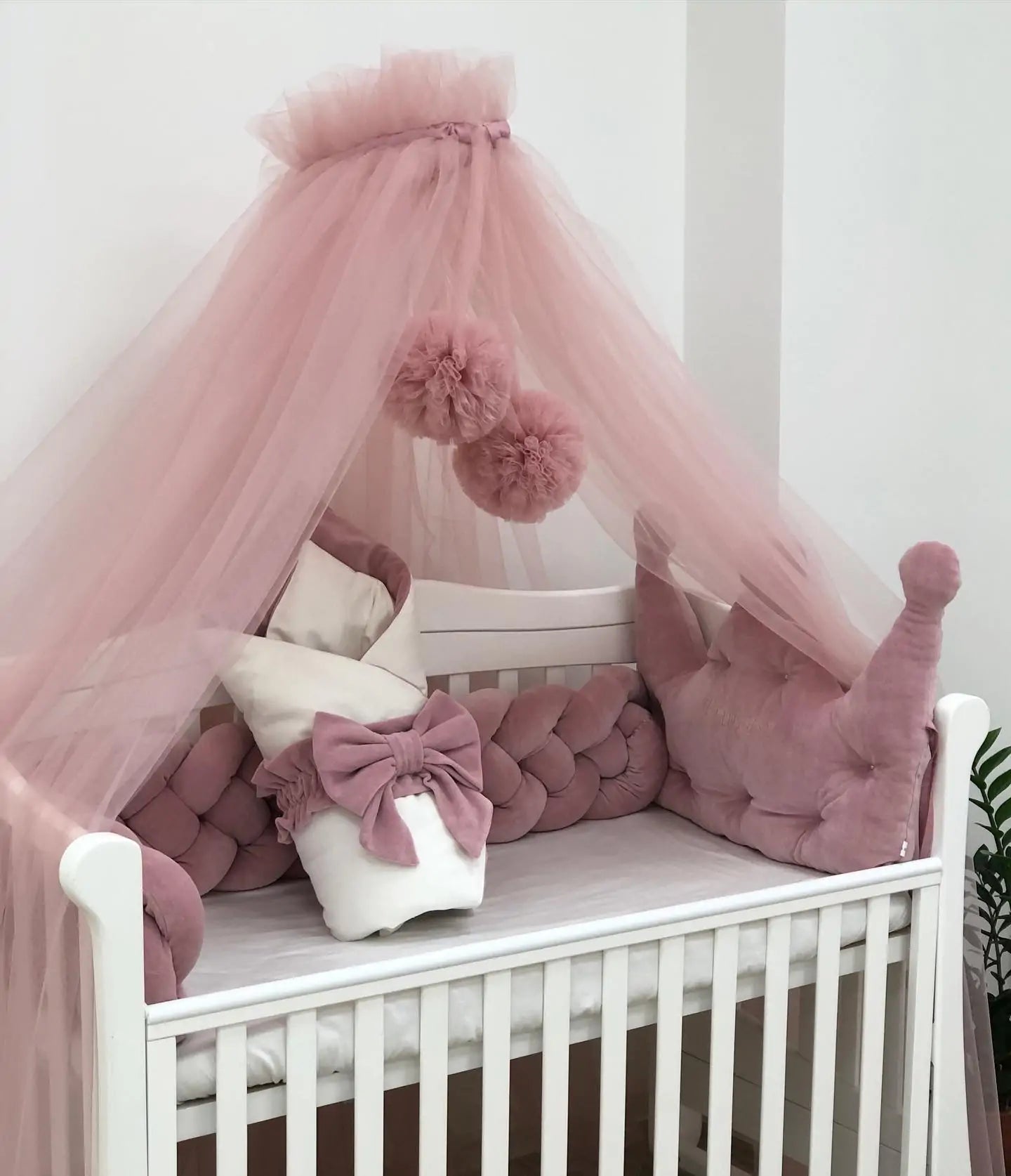 Crib Velor bedding set “Powder Rose”