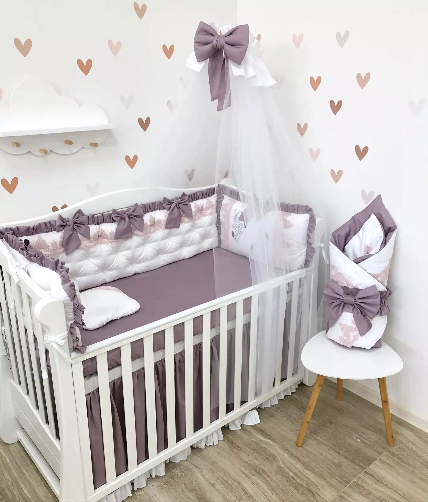 Personalized Crib Bedding sets “Lilac dream”