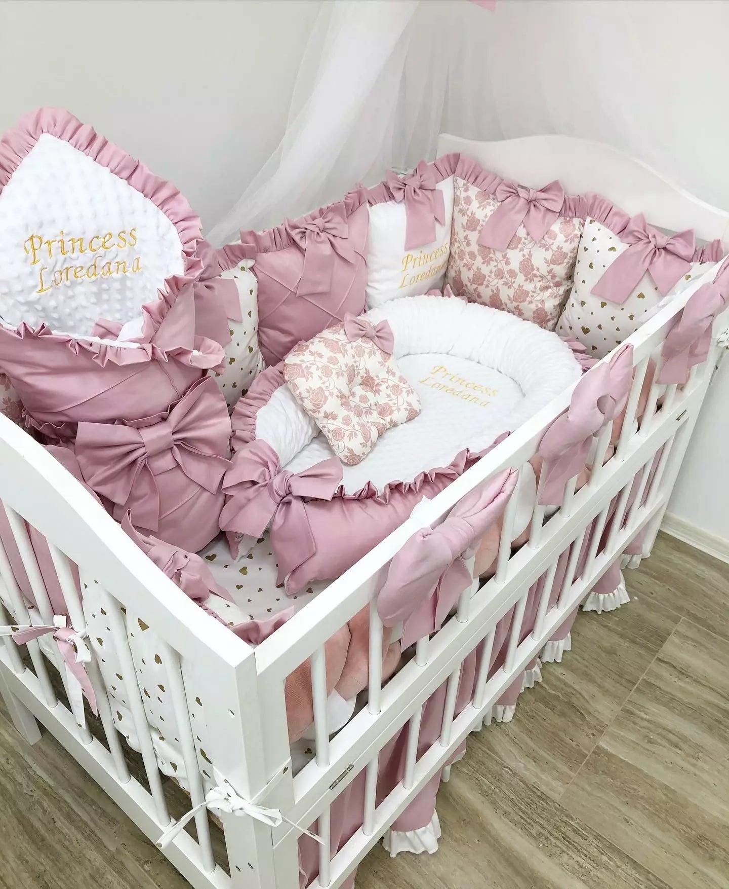 Crib set “Luxury powdery princess”