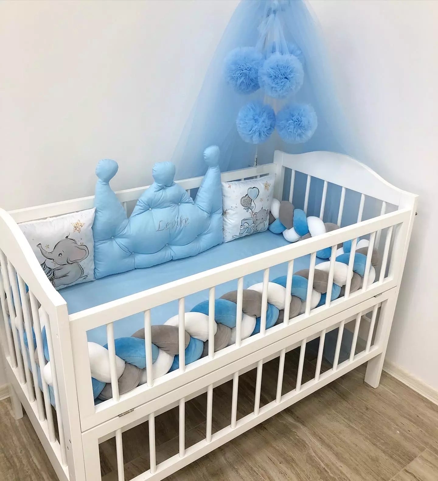 Crib set “Blue Elephant”