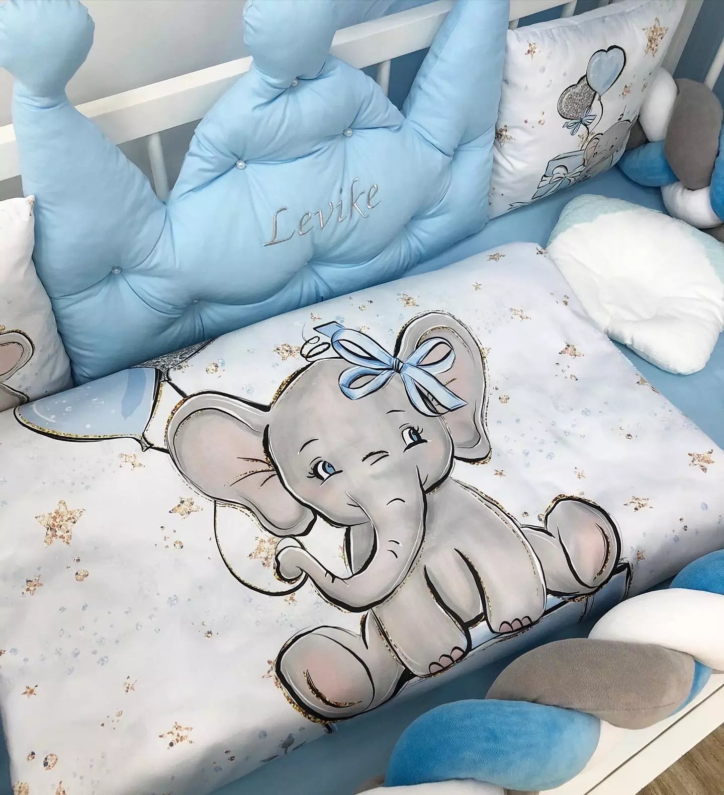 Crib set “Blue Elephant”