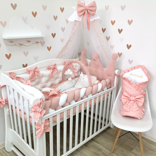 Luxurious powder-colored bedding set for baby