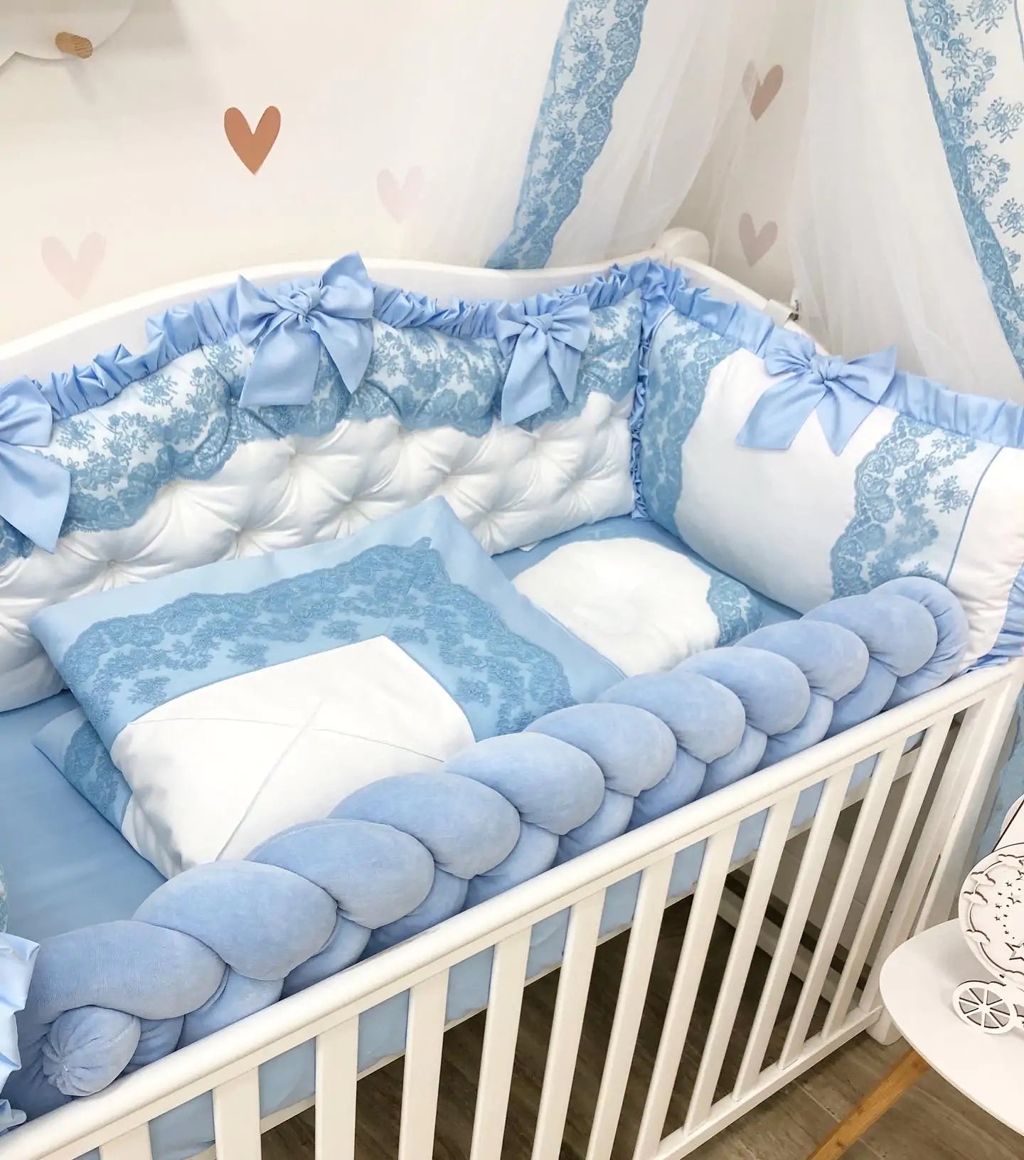 Luxury Bedding set For Boy “White and Blue”