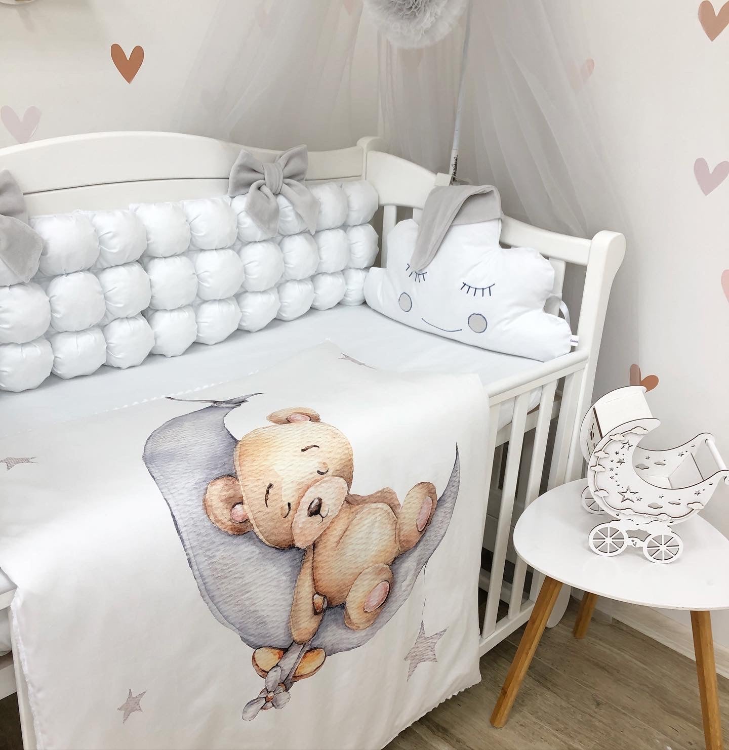 Crib set "Grey bear"