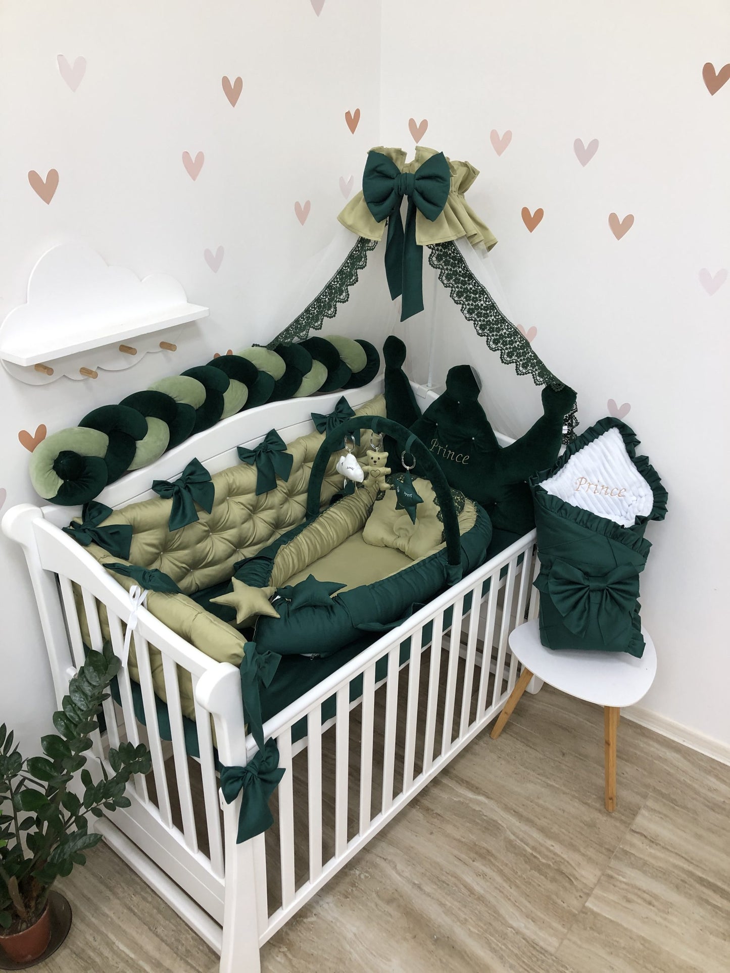 Royal luxury emerald bedding set for newborns