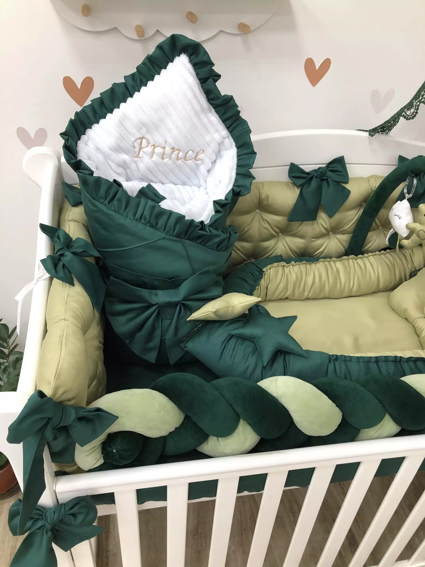 Royal luxury emerald bedding set for newborns