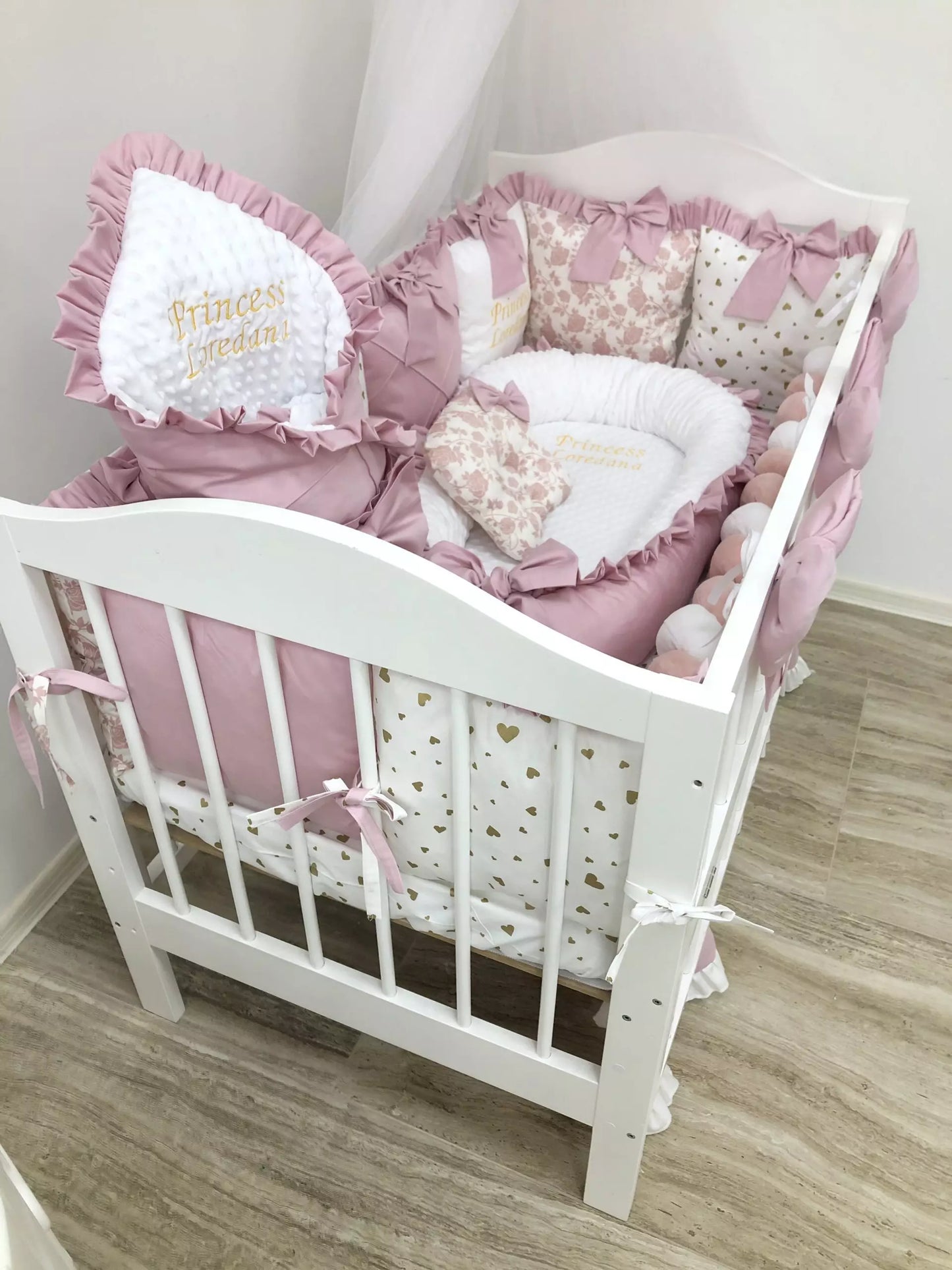 Crib set “Luxury powdery princess”