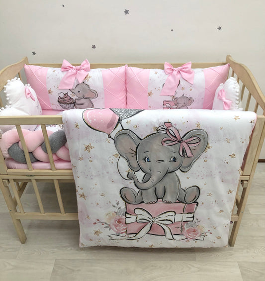 Crib set “Pink Elephant for girl”