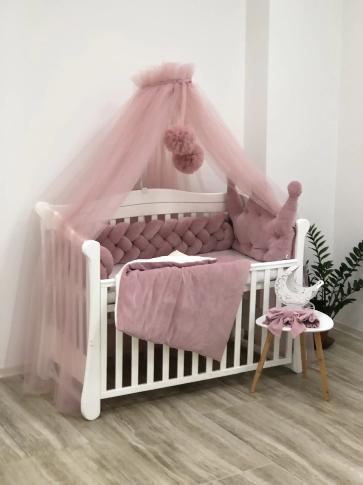 Crib Velor bedding set “Powder Rose”