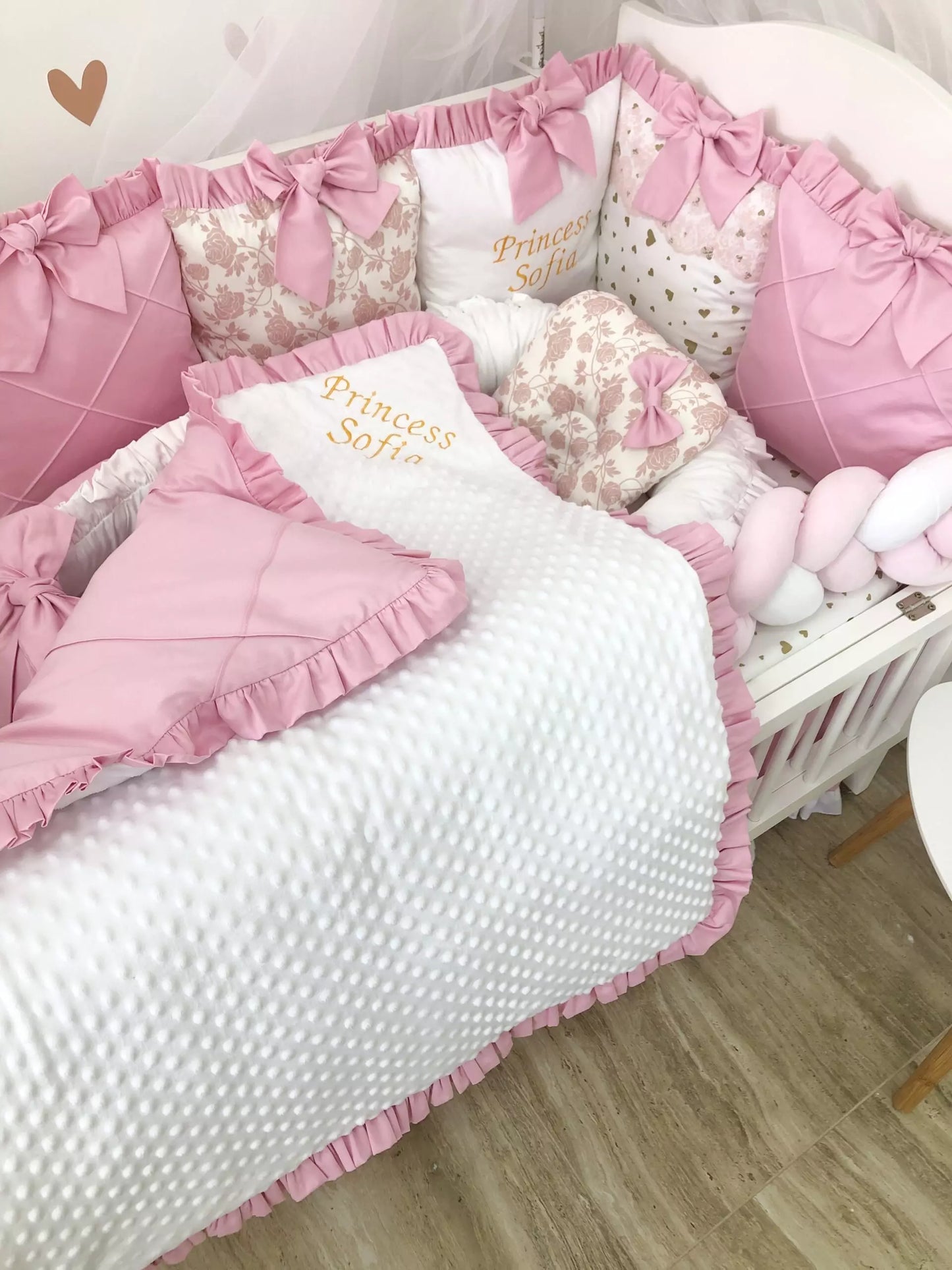 Crib Set “Little Princess” color baby pink