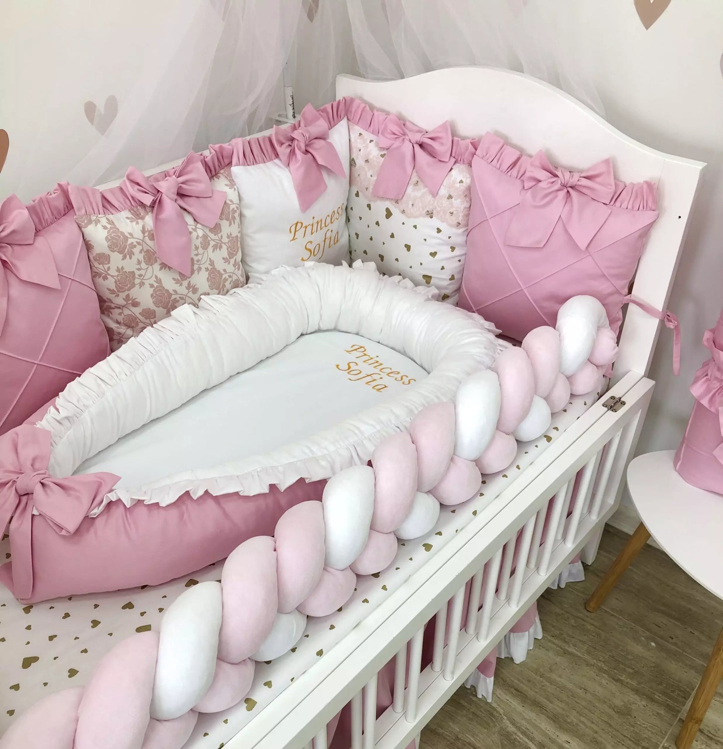 Crib Set “Little Princess” color baby pink