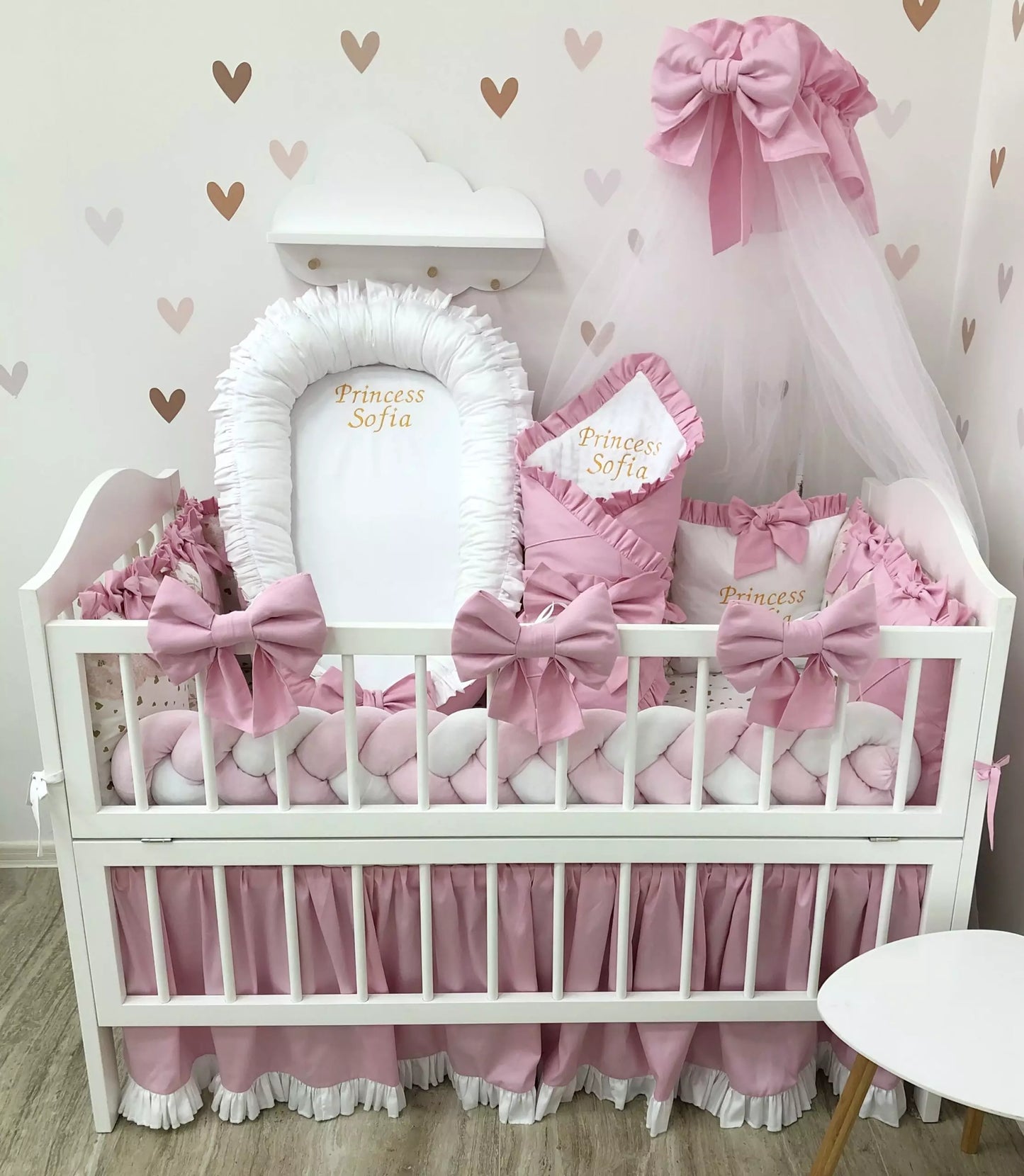 Crib Set “Little Princess” color baby pink