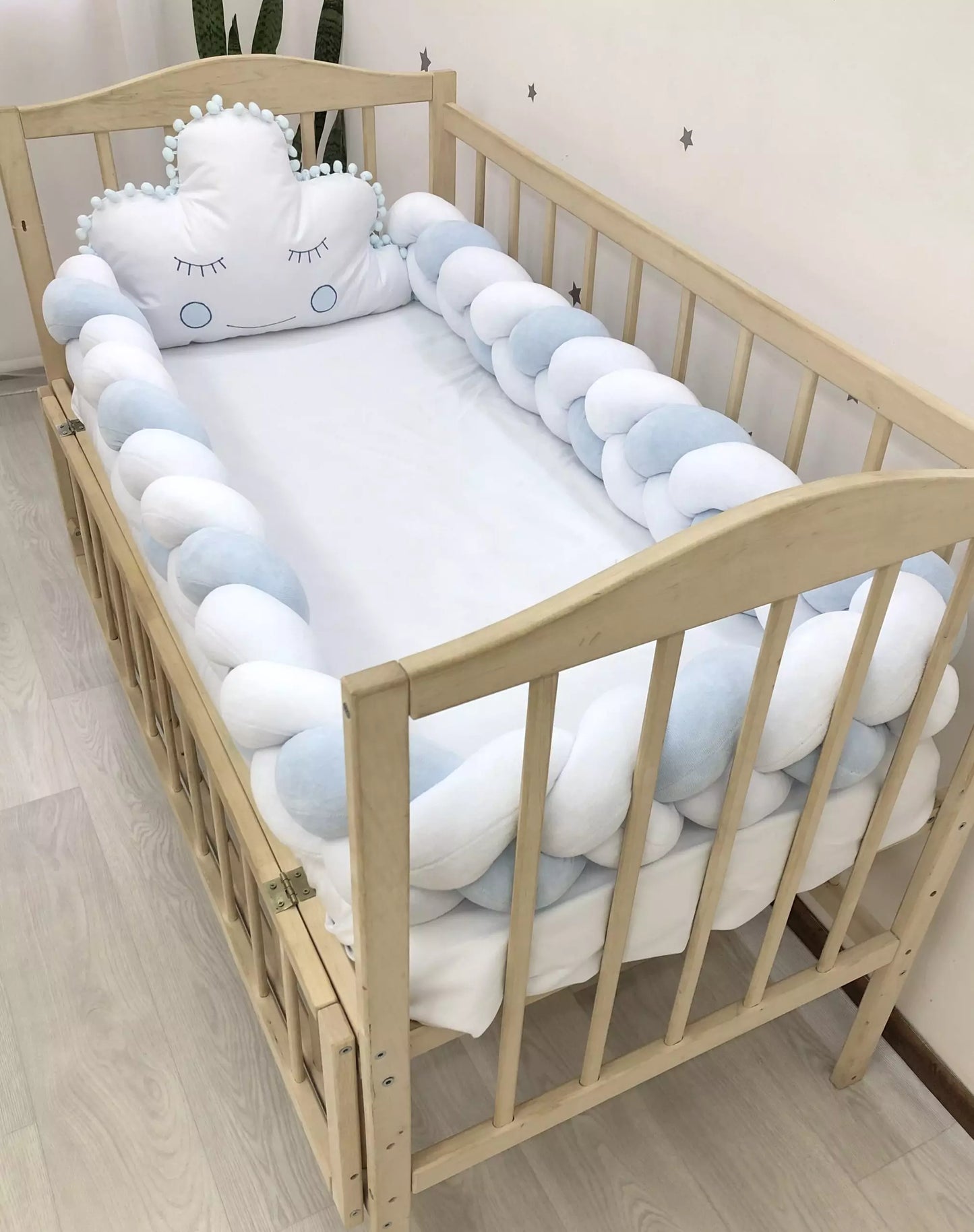 Crib set “Blue white baby bedding set“