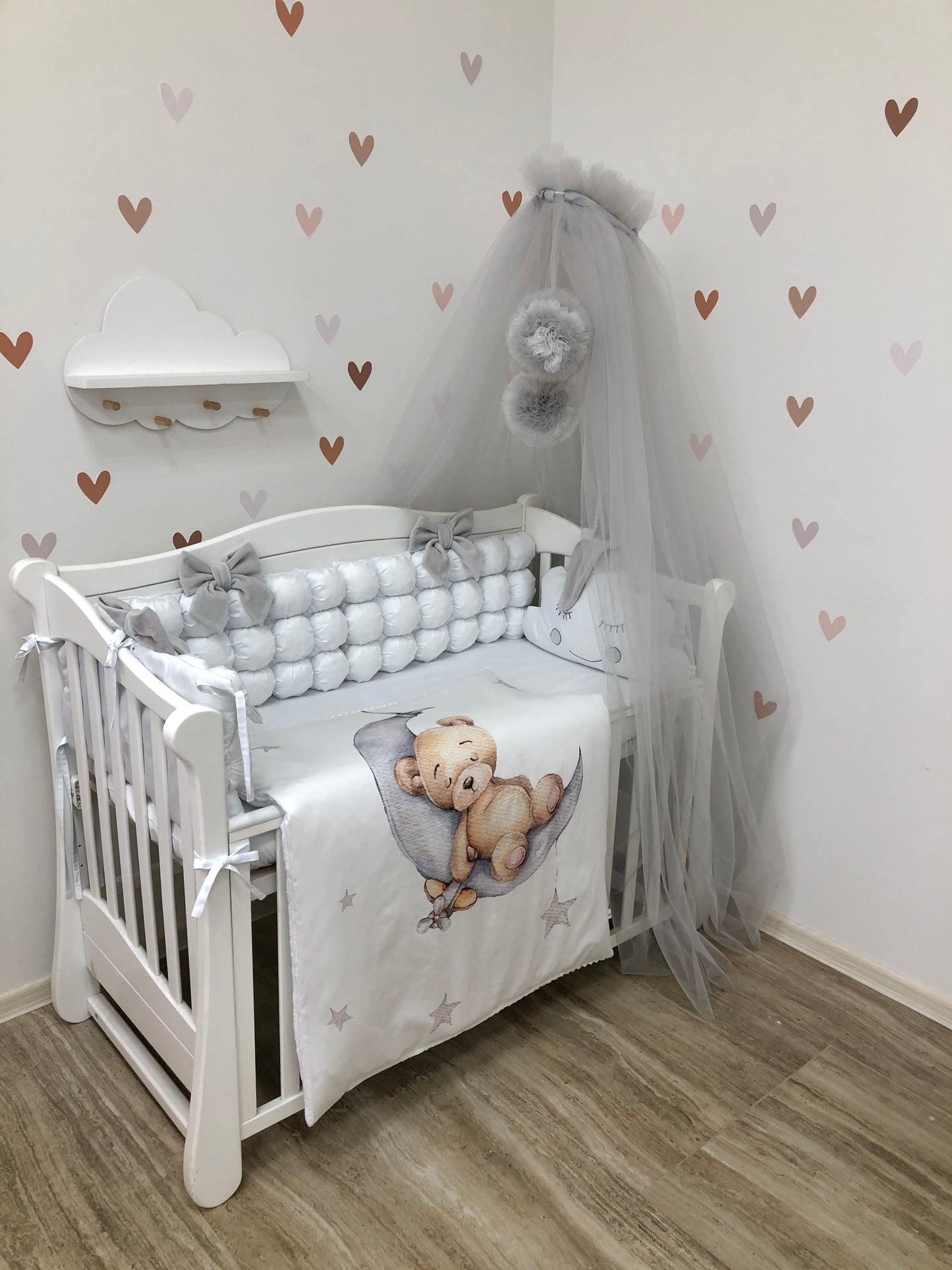 Crib set "Grey bear"