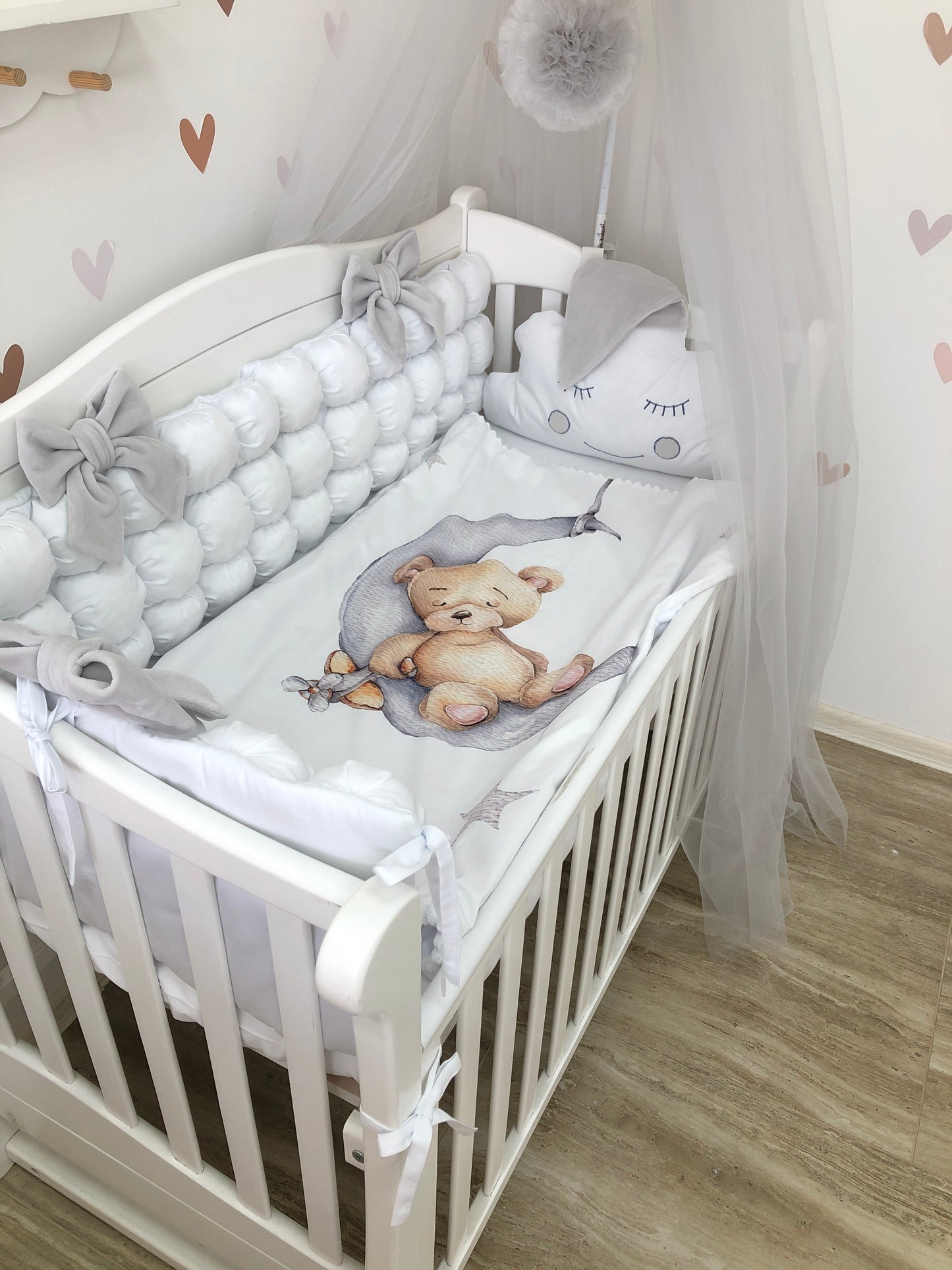 Crib set "Grey bear"