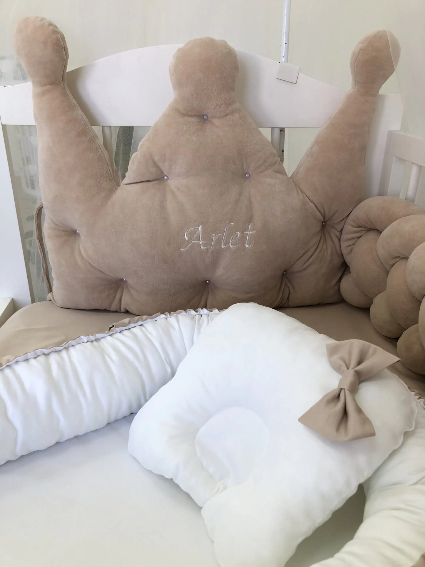 Personalized Bedding set color beige and white “Dream”