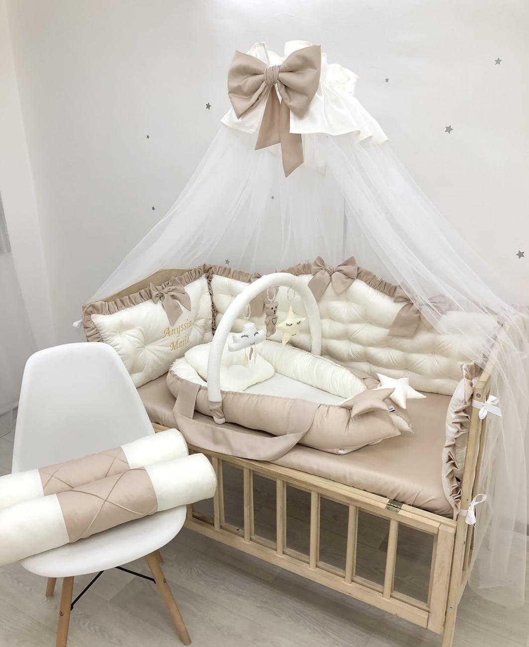 Crib set “Royal luxury baby bedding set cappuccino color“