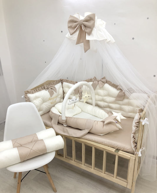 Crib set “Royal luxury baby bedding set cappuccino color“