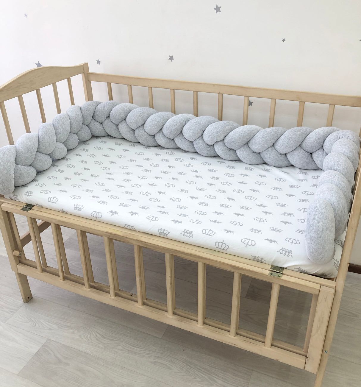 Gray Braided Crib Bumper