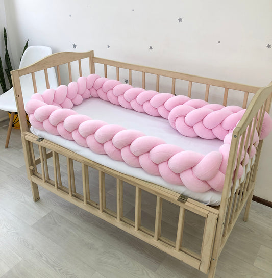 Braided Crib Bumper Pink color