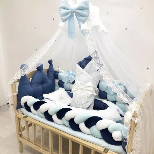 Crib set “Blue crown”