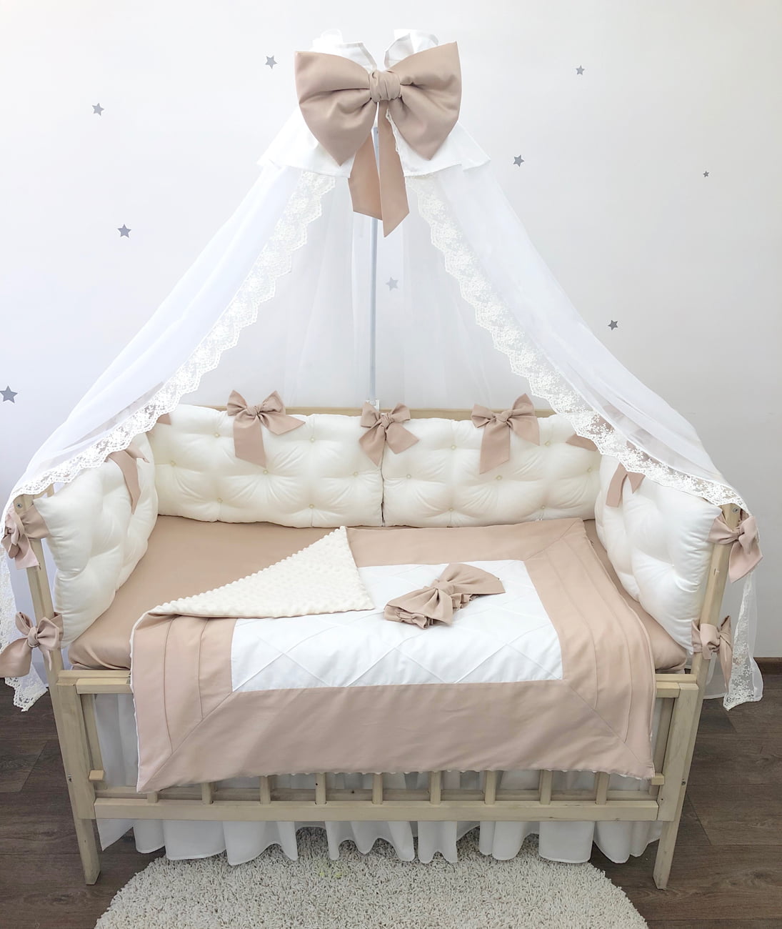 Crib set “Luxury Beige bedding”