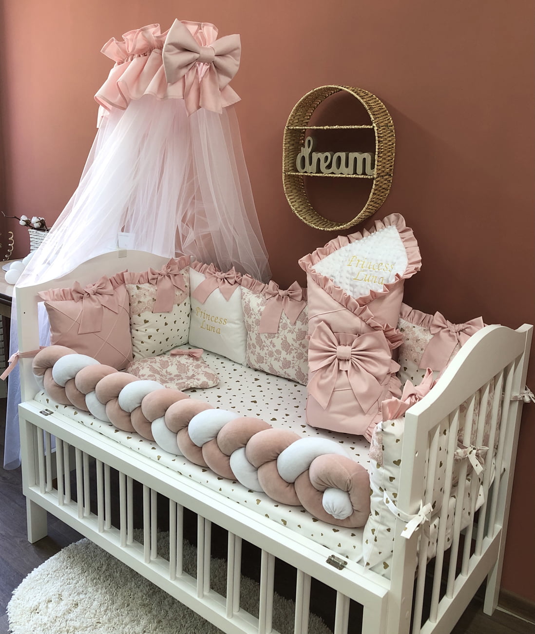 Crib set “Luxury pink princess”