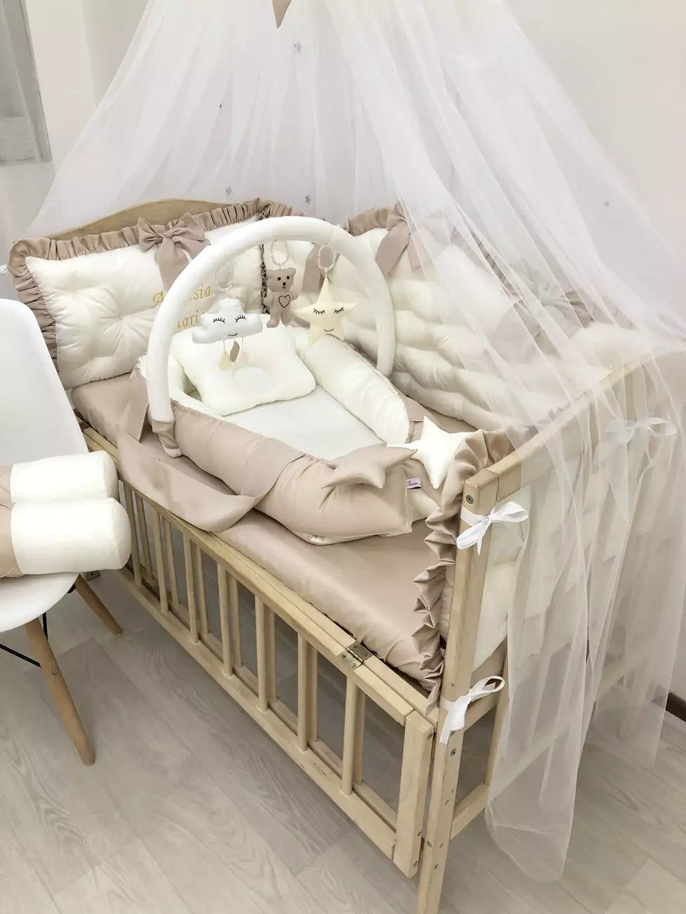 Crib set “Royal luxury baby bedding set cappuccino color“