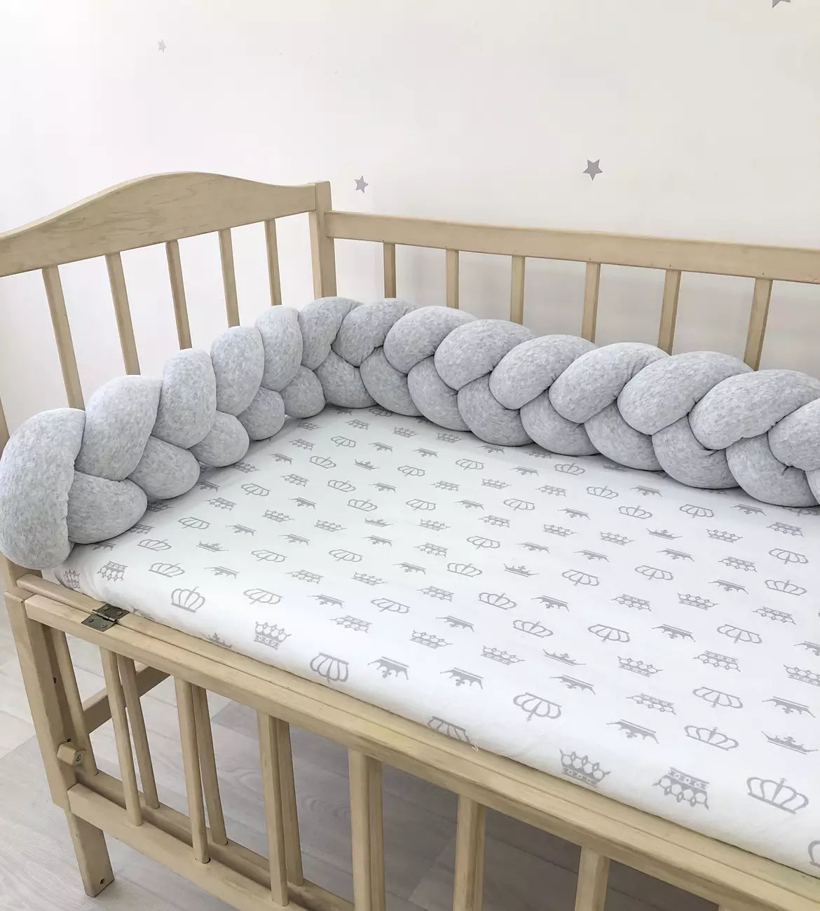 Gray Braided Crib Bumper