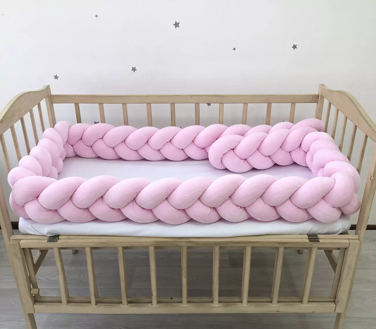 Braided Crib Bumper Pink color