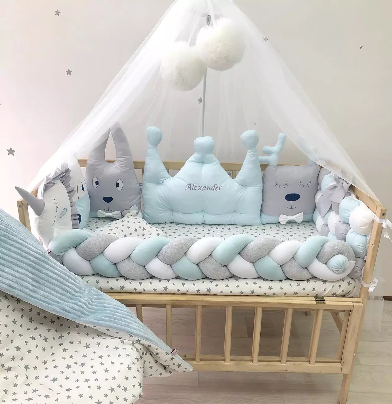 Crib set “Sky-Blue exclusive baby bedding set”