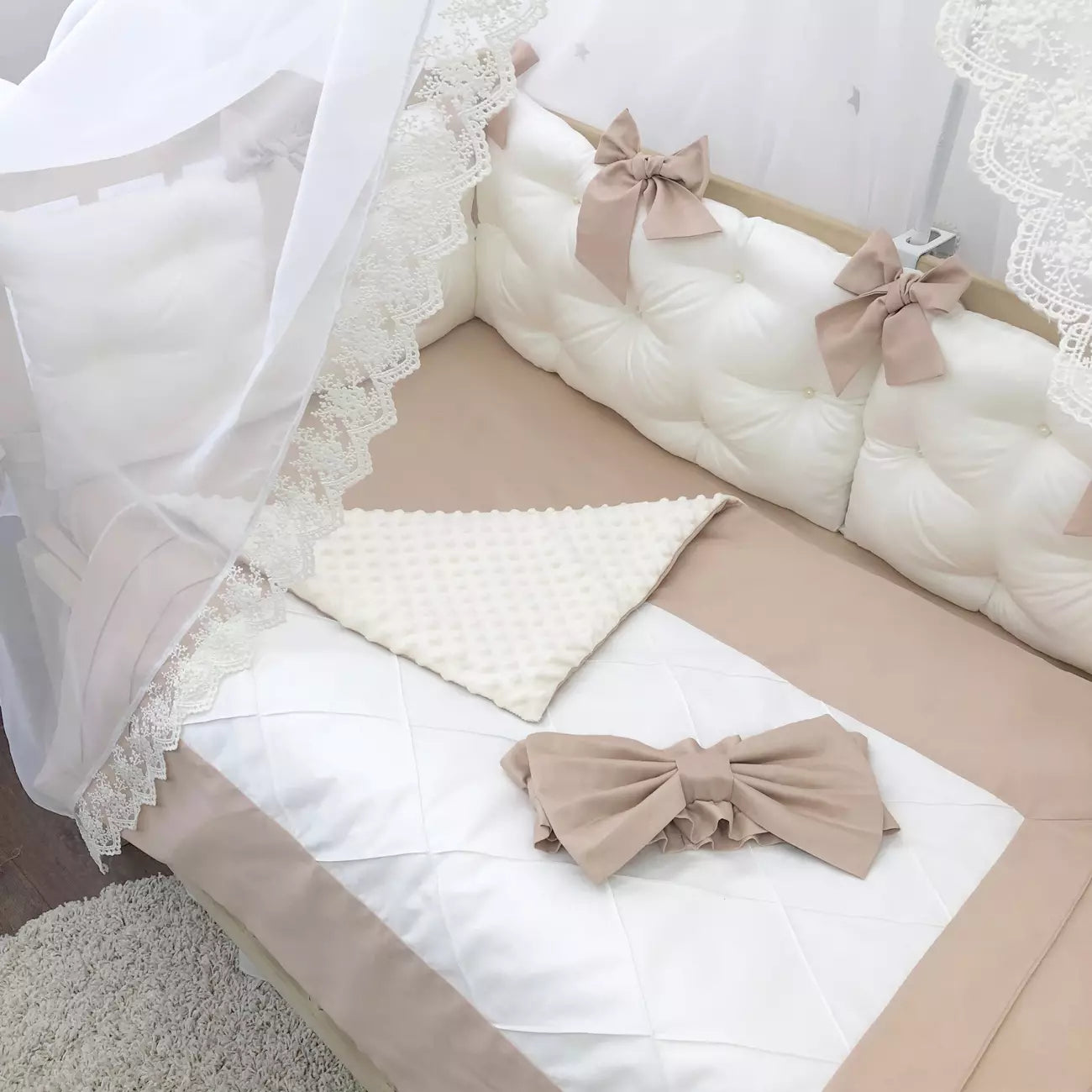 Crib set “Luxury Beige bedding”