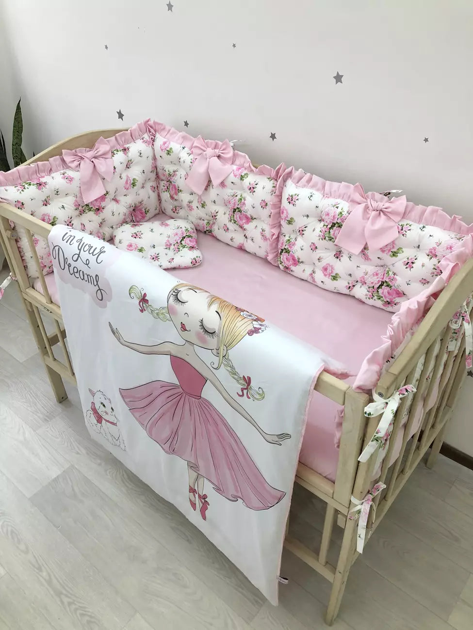 Crib set “Pink Flower”