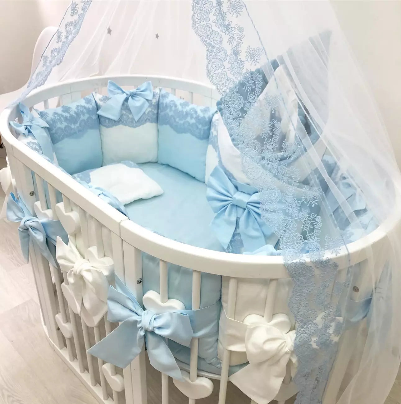 Crib set “Sky-Blue Royal luxury baby bedding”