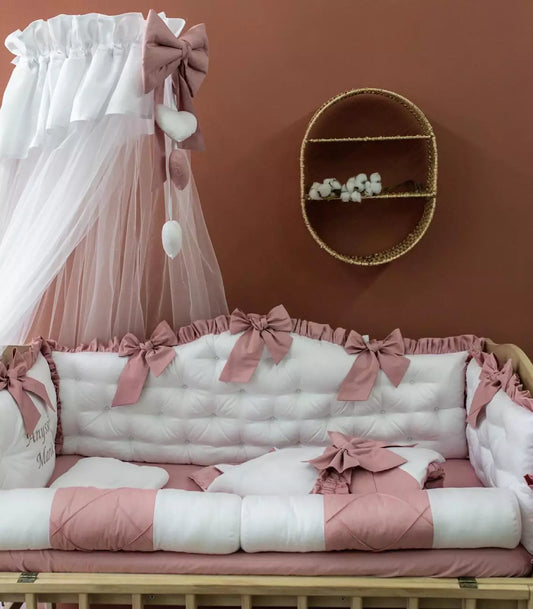 Crib set “Dusty Rose”