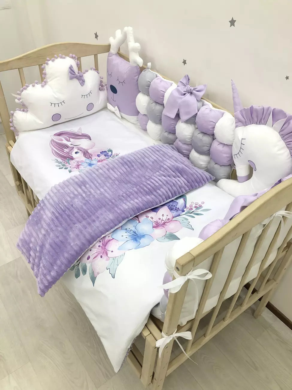 Crib set “Purple Unicorn”