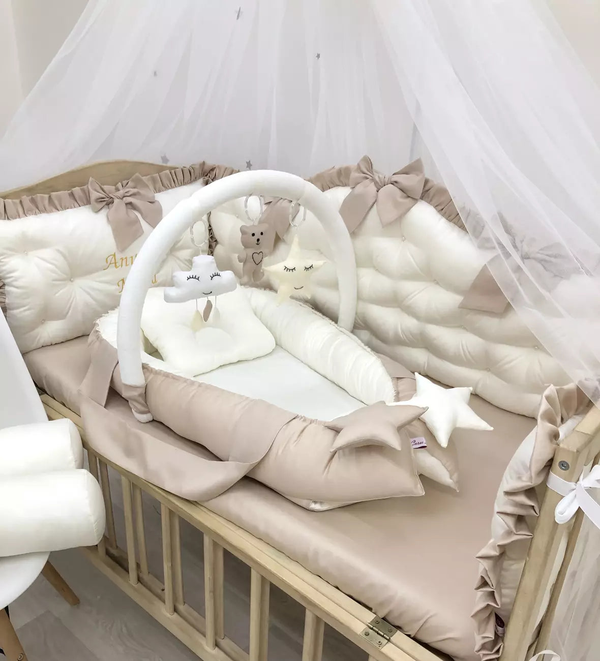 Crib set “Royal luxury baby bedding set cappuccino color“