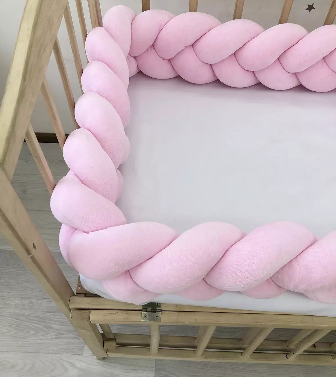 Braided Crib Bumper Pink color