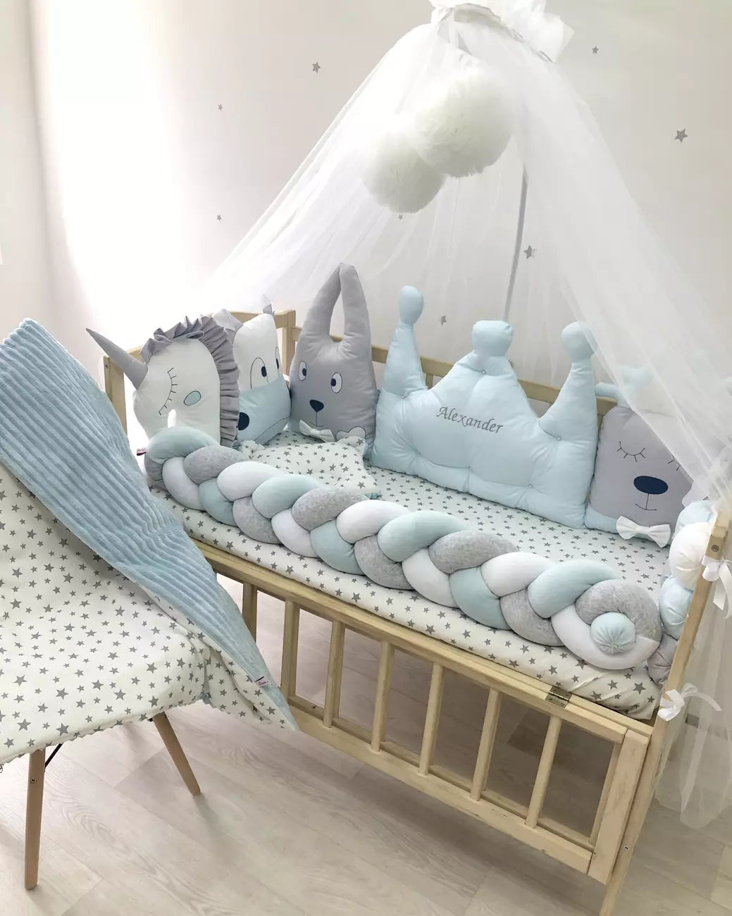 Crib set “Sky-Blue exclusive baby bedding set”