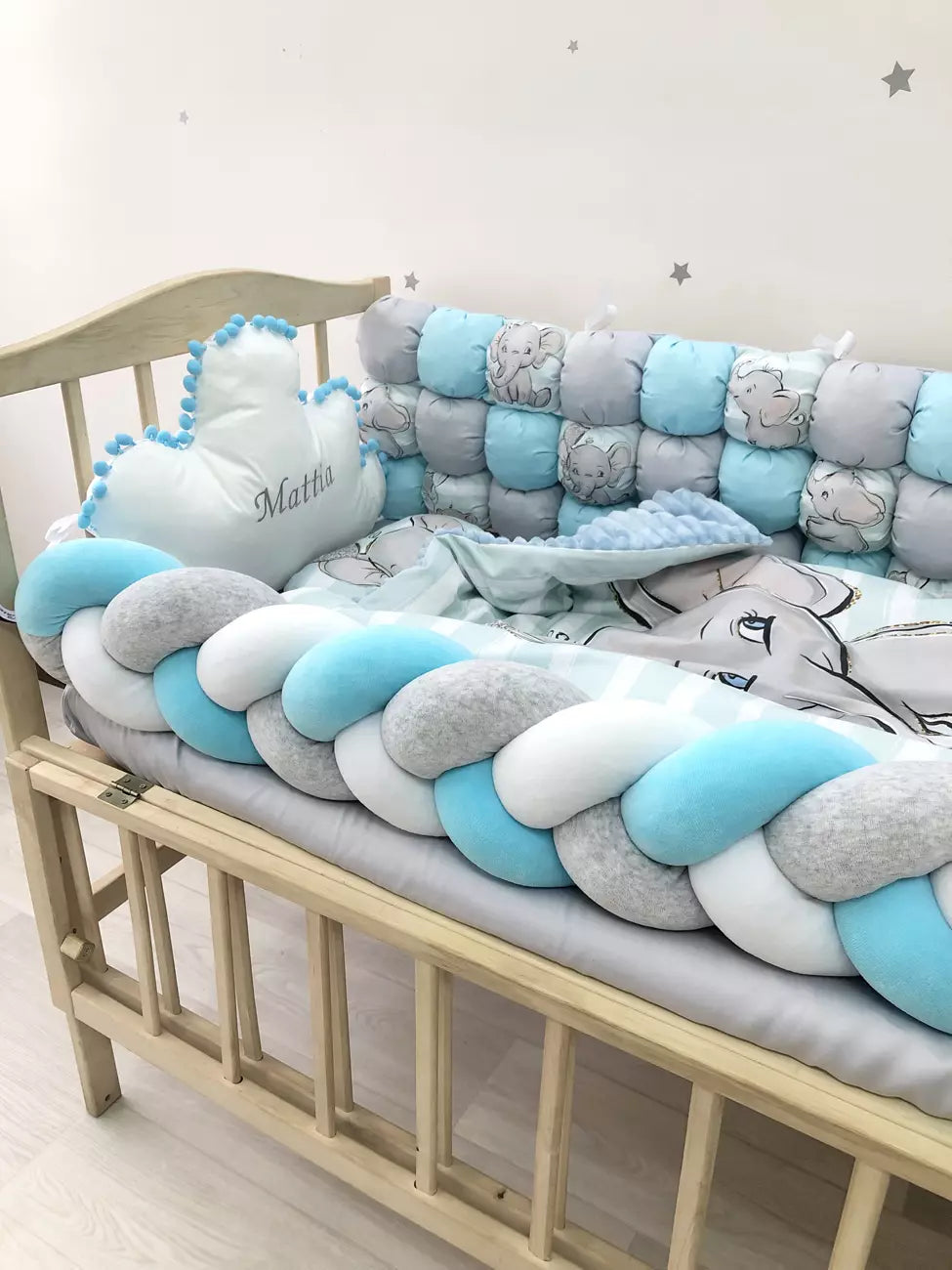 Crib set “Boy Elephant”