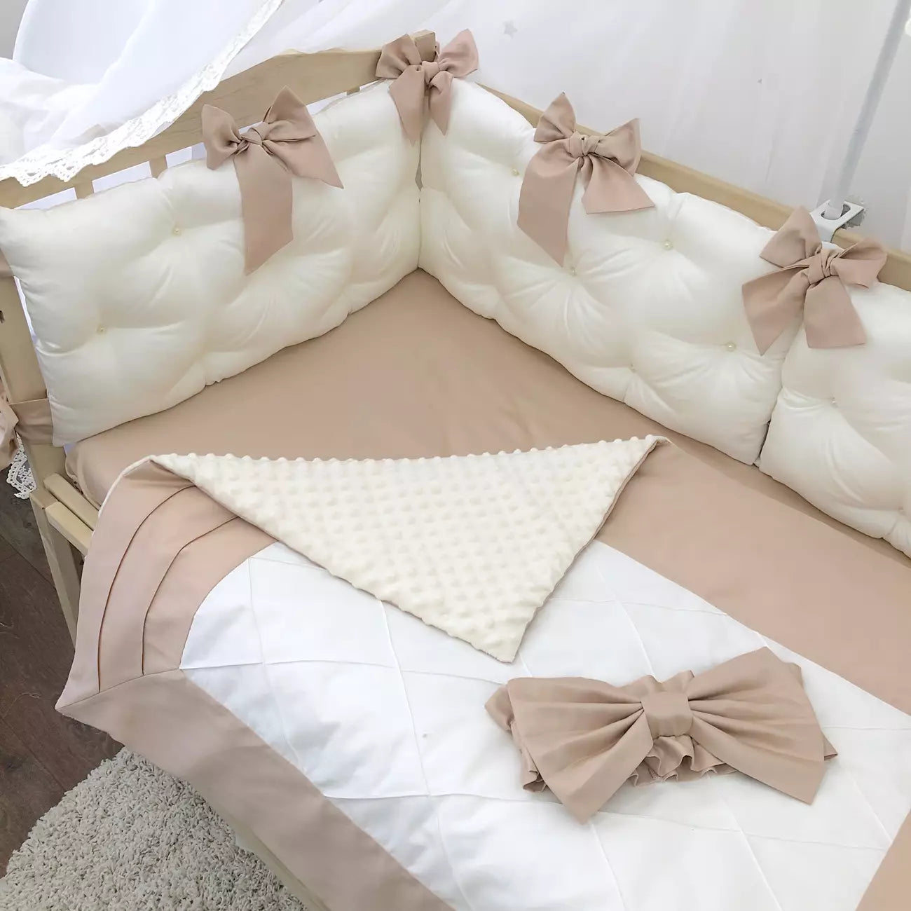 Crib set “Luxury Beige bedding”