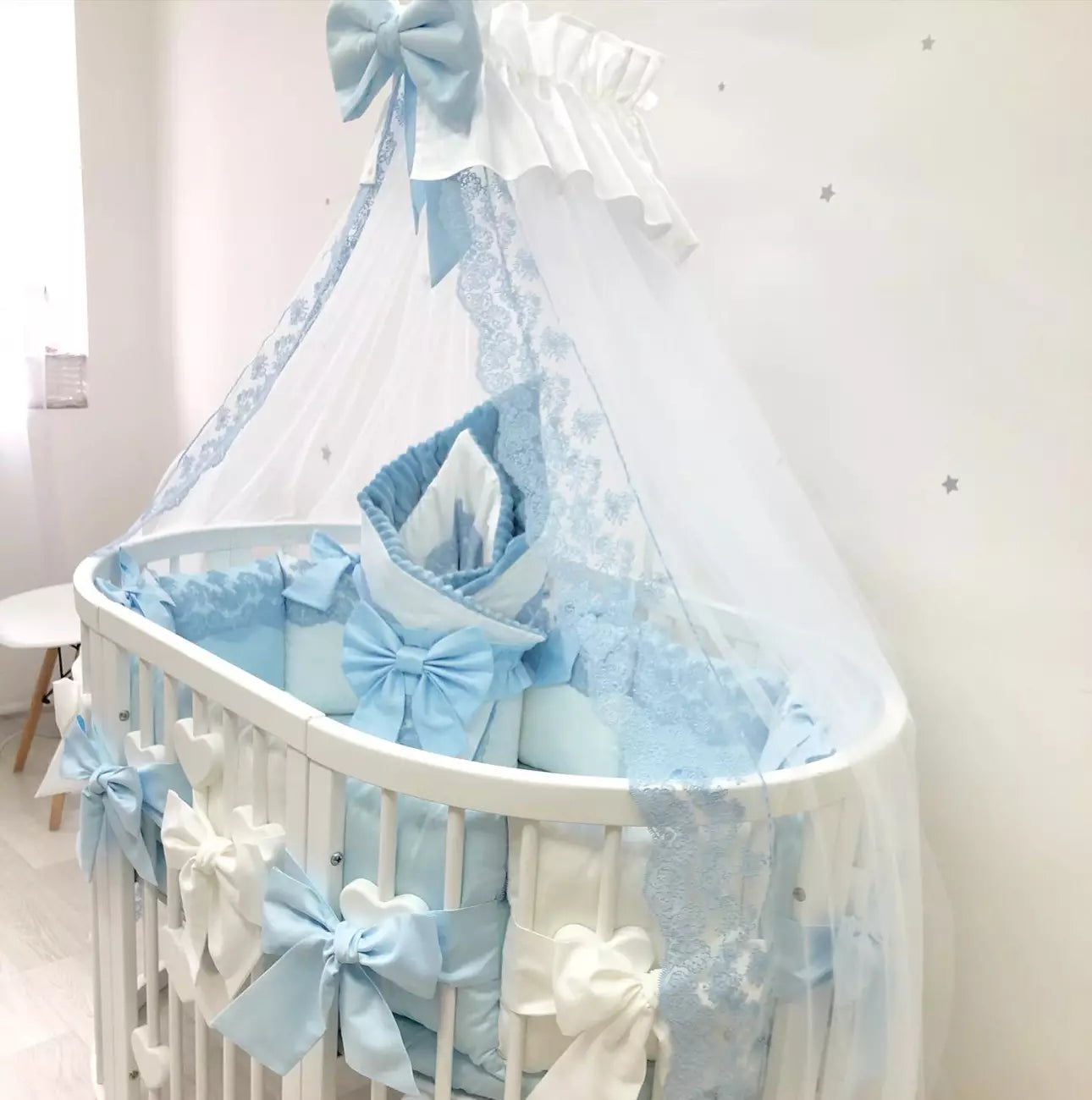 Crib set “Sky-Blue Royal luxury baby bedding”