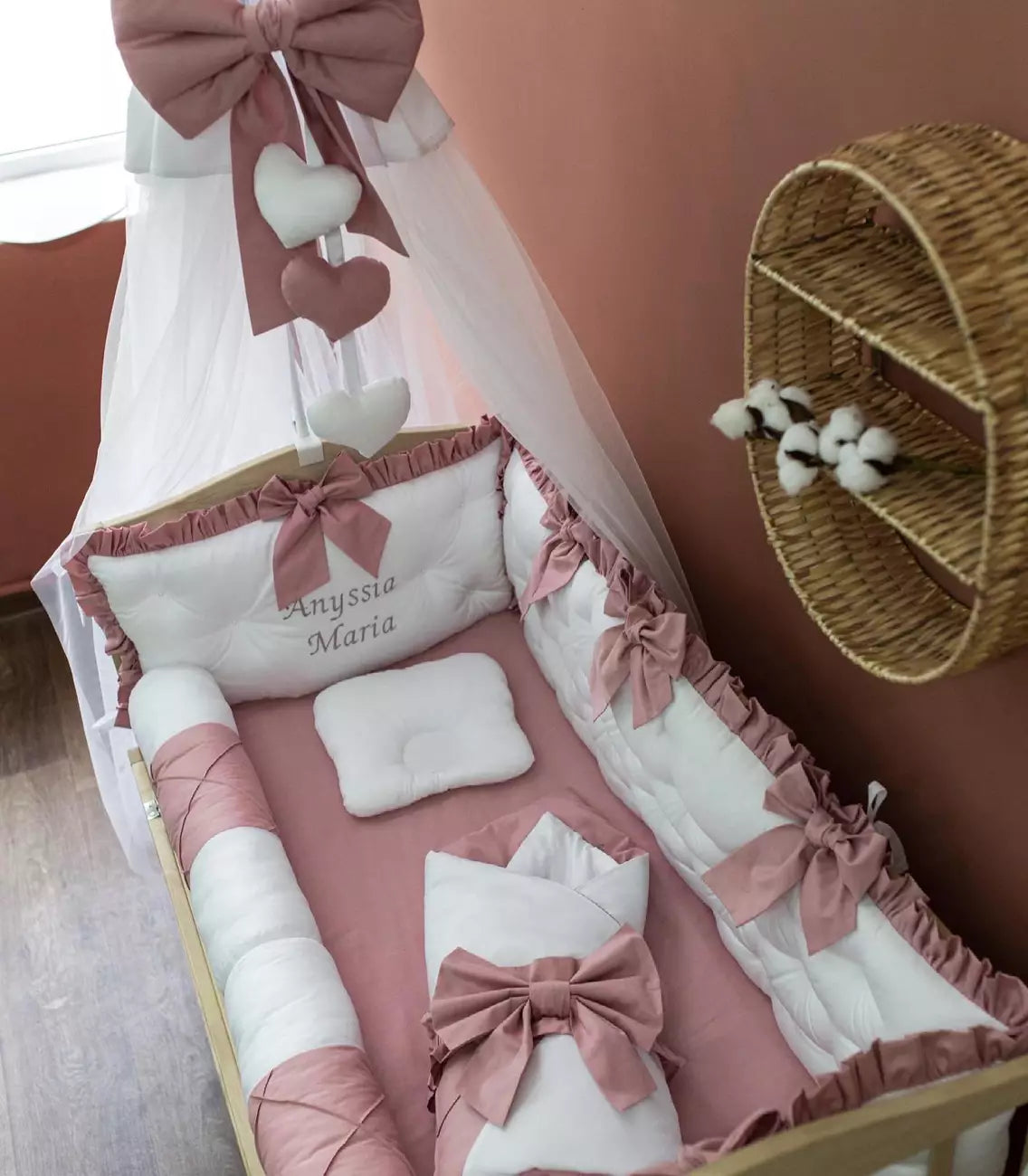 Crib set “Dusty Rose”