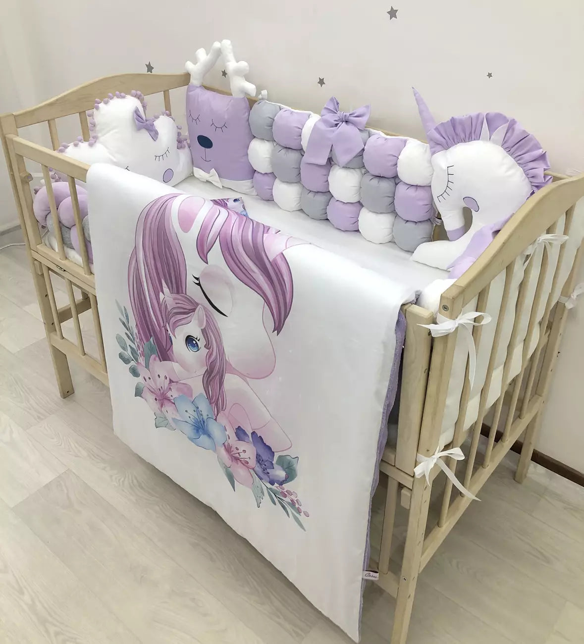 Crib set “Purple Unicorn”